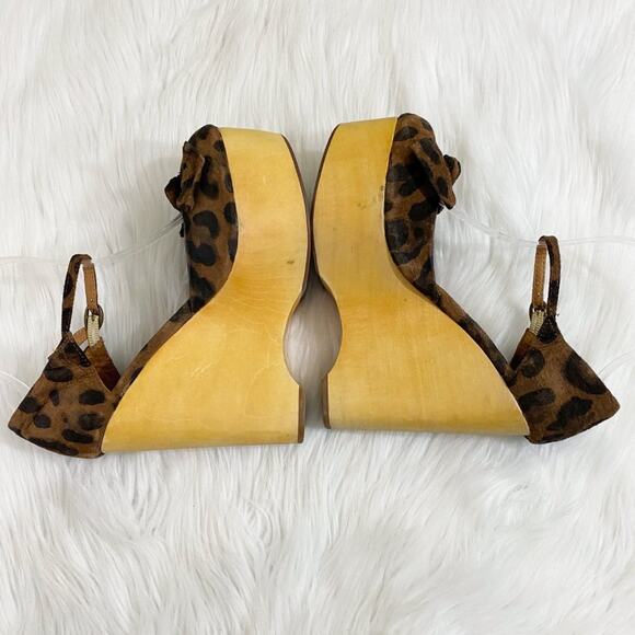 Jeffrey Campbell Tan/Black Cheetah Print Wooden Wedge Heels Bow Accent Women's 8 - Picture 6 of 10